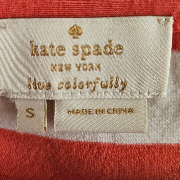 Kate Spade New York Woman Size S Coral White Striped Netta Dress Preppy Casual - Picture 3 of 6